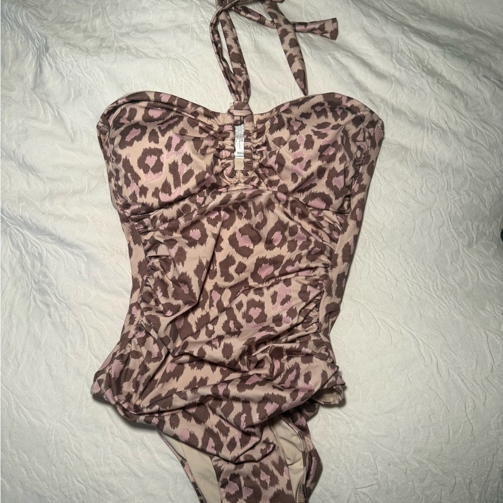 Zimmermann Jude Wide Link leopard print swimsuit size 0 NWT great coverage
